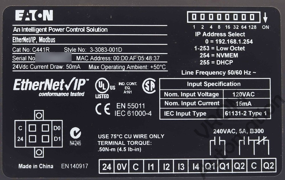 Eaton C441R Eaton EtherNet/IP Modbus