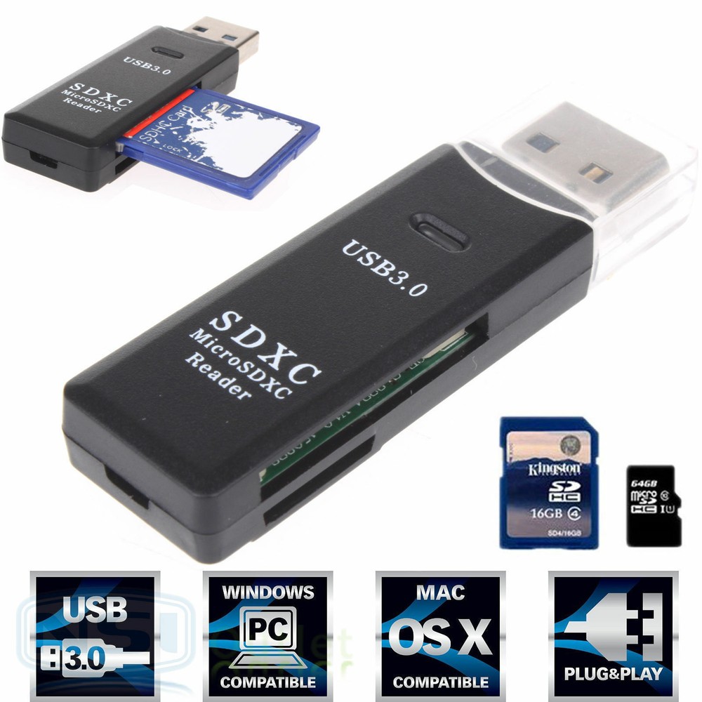 USB3.0 HighSpeed Memory Card Reader Adapter for Micro SD SDXC TF T-Flash US