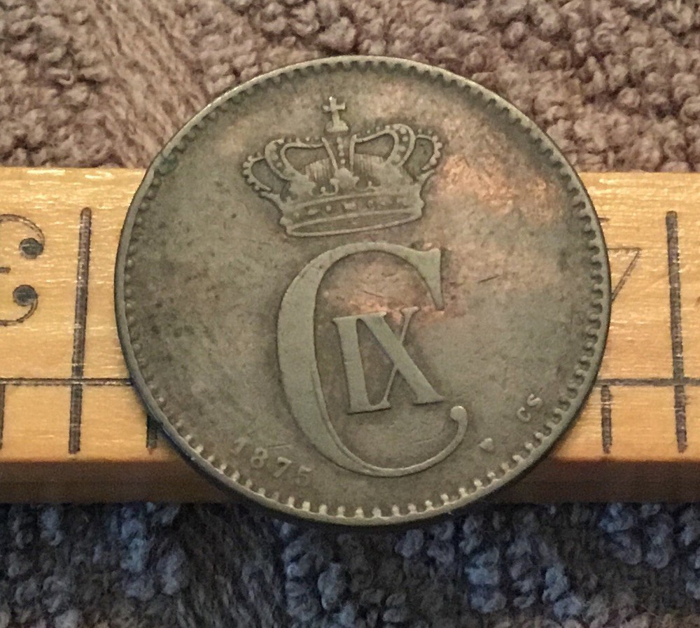 1875 Denmark 2 ore coin