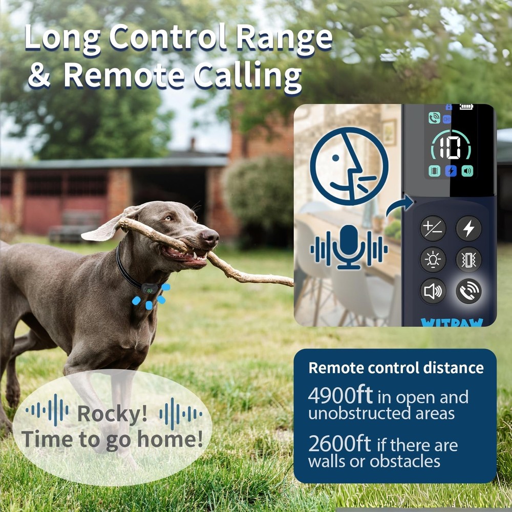 Dog Shock Collar 4900FT Dog Training Collar with Remote/Call Function/Light I...