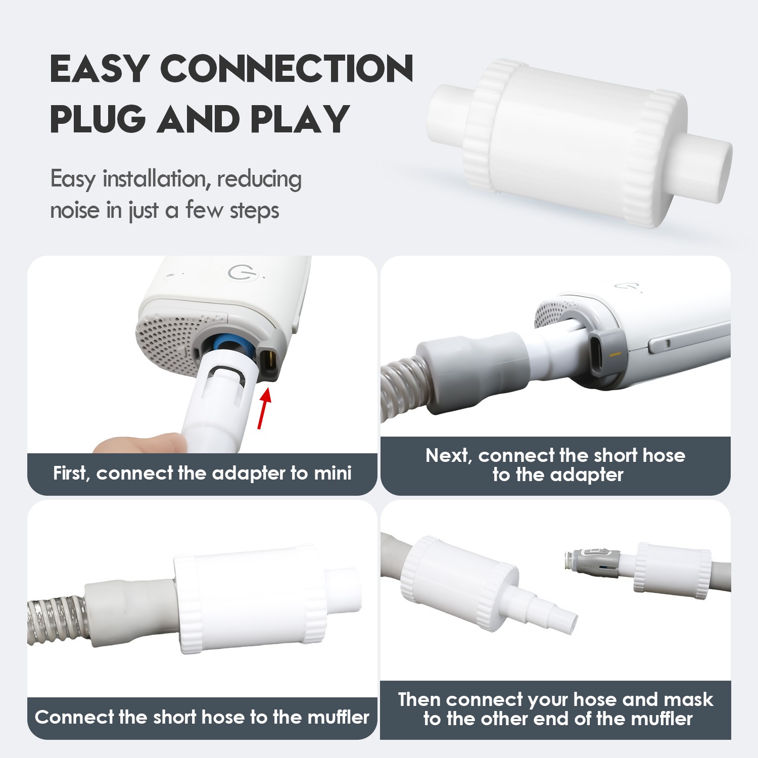 CPAP Muffler for AirMini-Quiet Travel Sleep,No Leak,Fits 22mm Hose Adapter