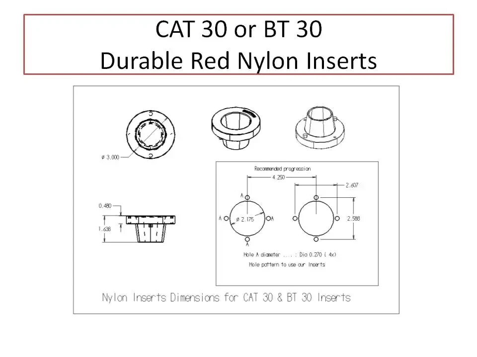 CAT 30 - BT 30 , Durable Red Nylon CNC Inserts, 25 pcs