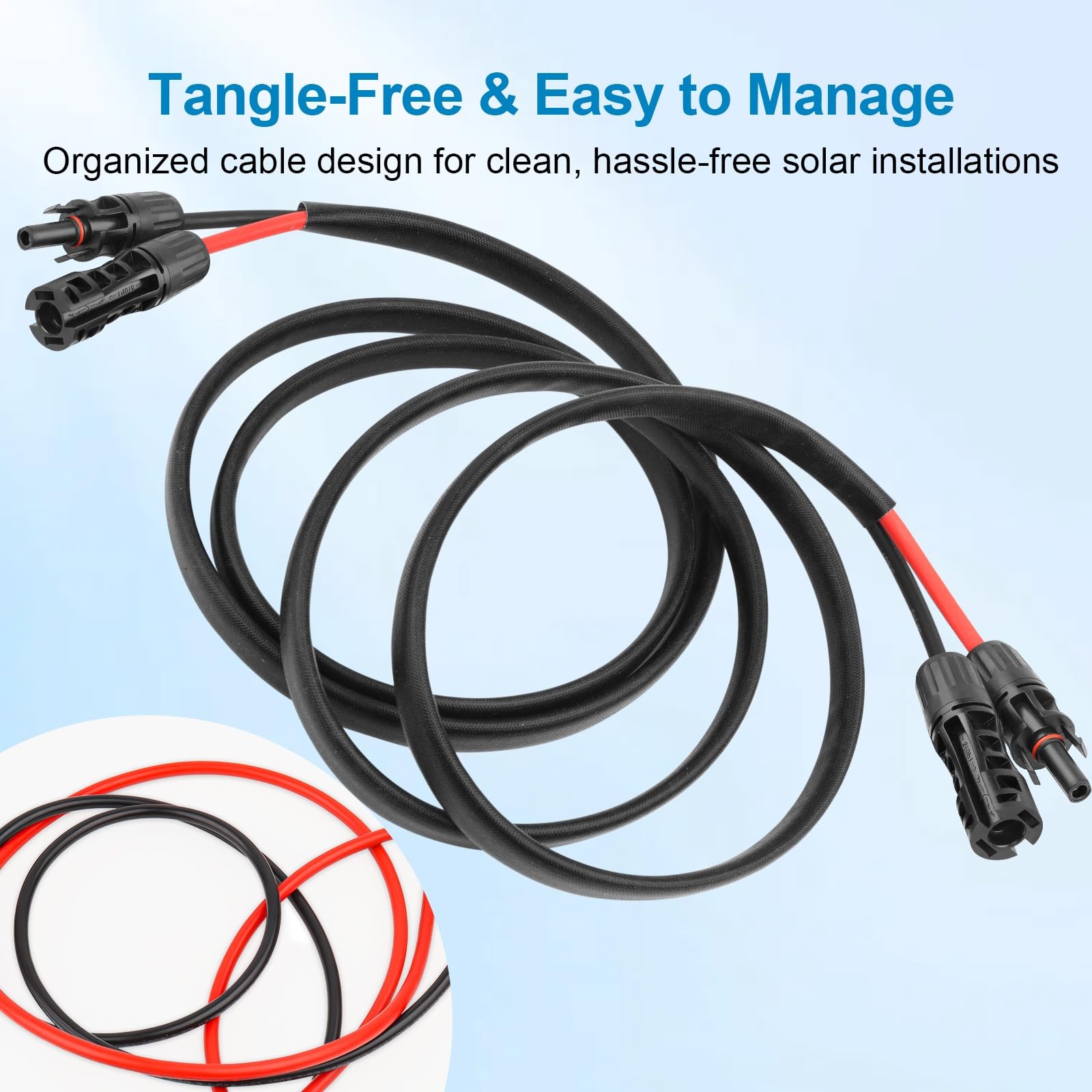 XRDS -RF Solar Cable 50FT, 8AWG Extension with Male & 50FT