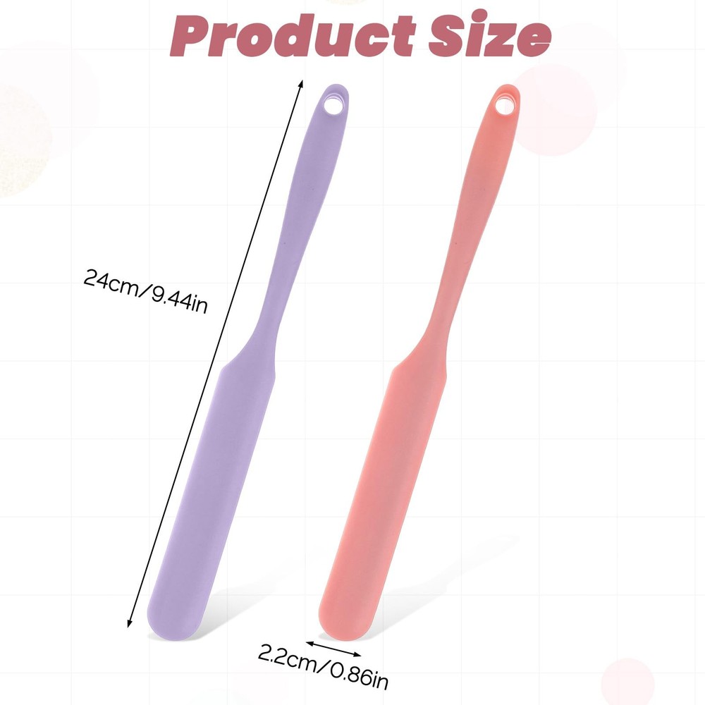 2PCS Silicone Jar Spatula, Kitchen Essential Scraper Small, Pink, Purple