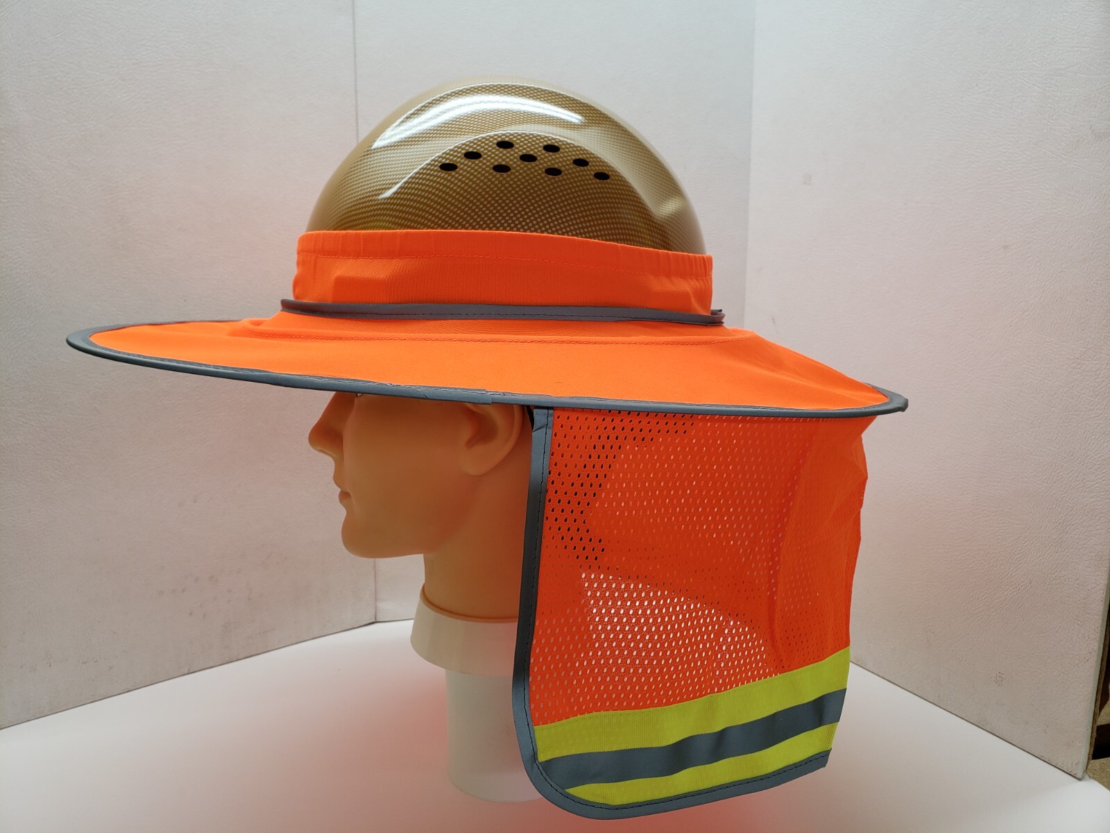 FX SAFETY HARD HAT NECK SHIELD HELMET SUN SHADE HI VIS REFLECTIVE STRIPE
