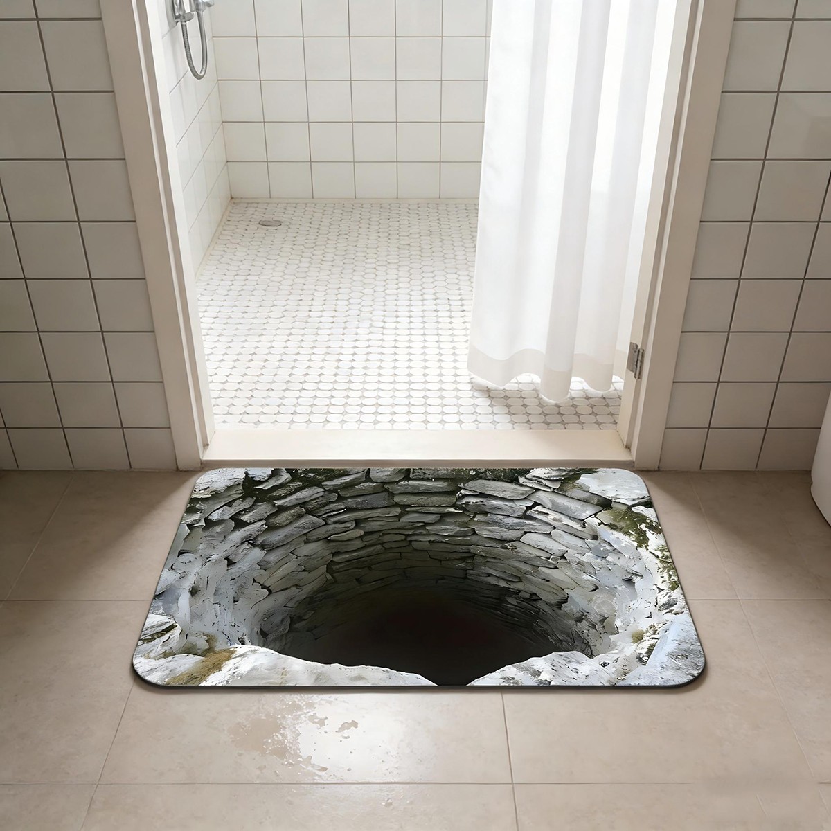 3D Optical Illusion Endless Abyss Non Slip Door Floor Mat Washable Deep Well