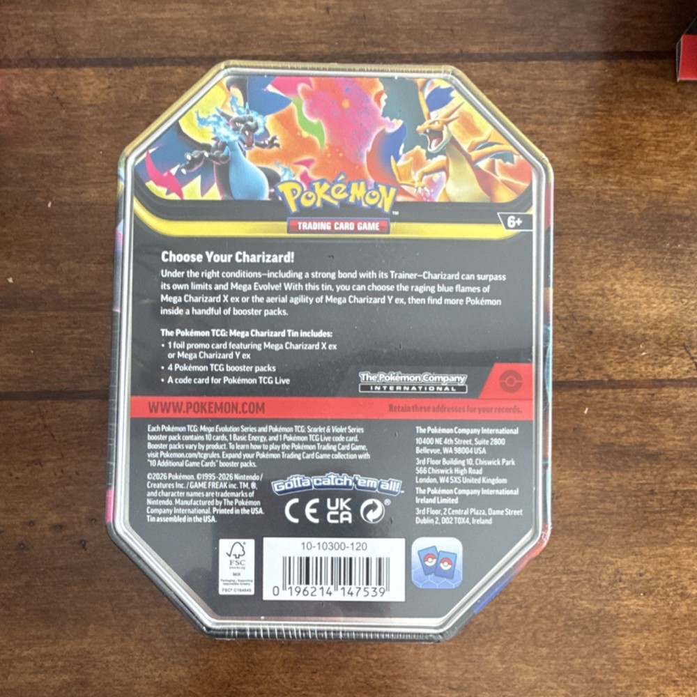 Pokémon Mega Charizard Tin Standard Card Storage Multicolor 2022