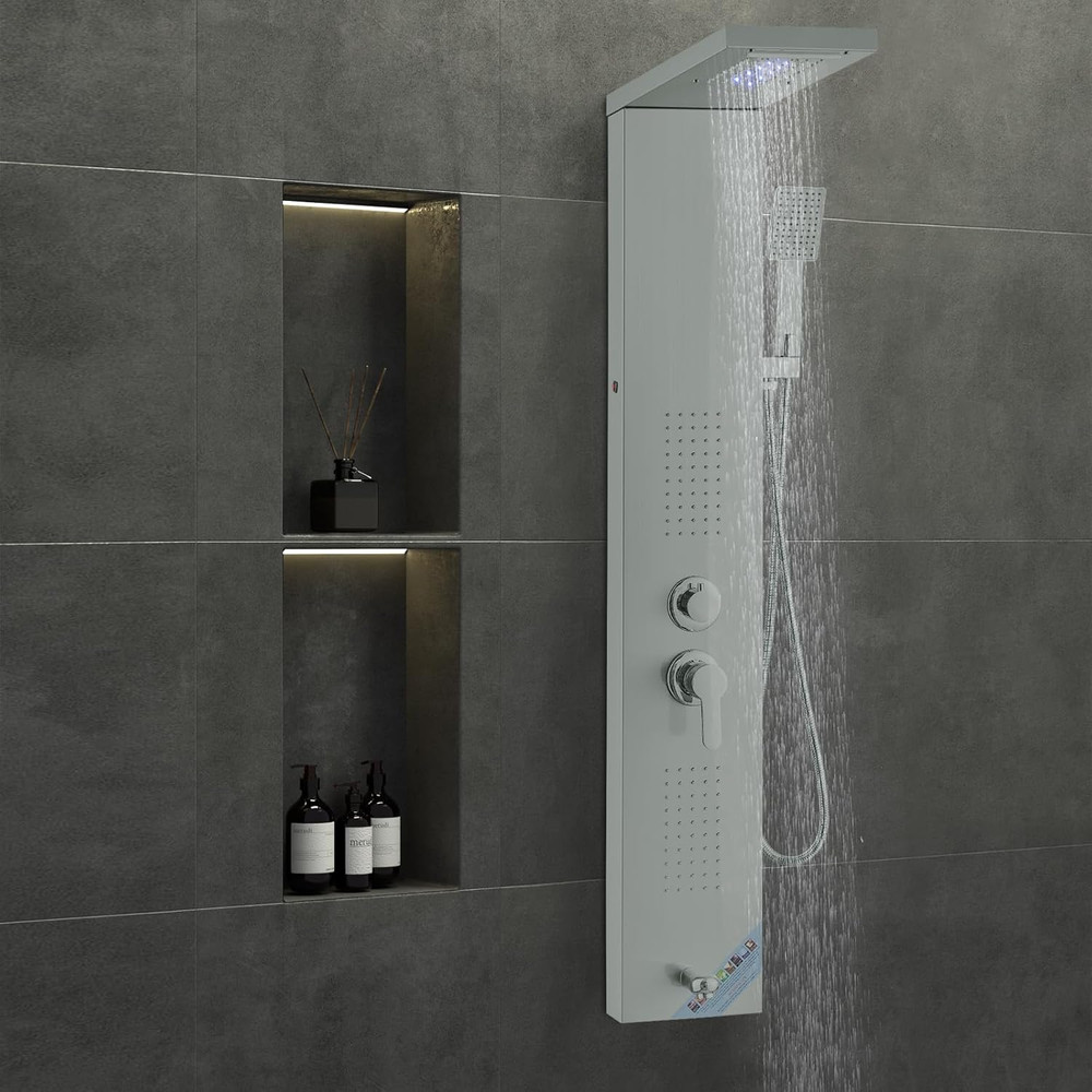 5-Mode LED Shower Panel System with Rainfall, Jets & Handheld Head