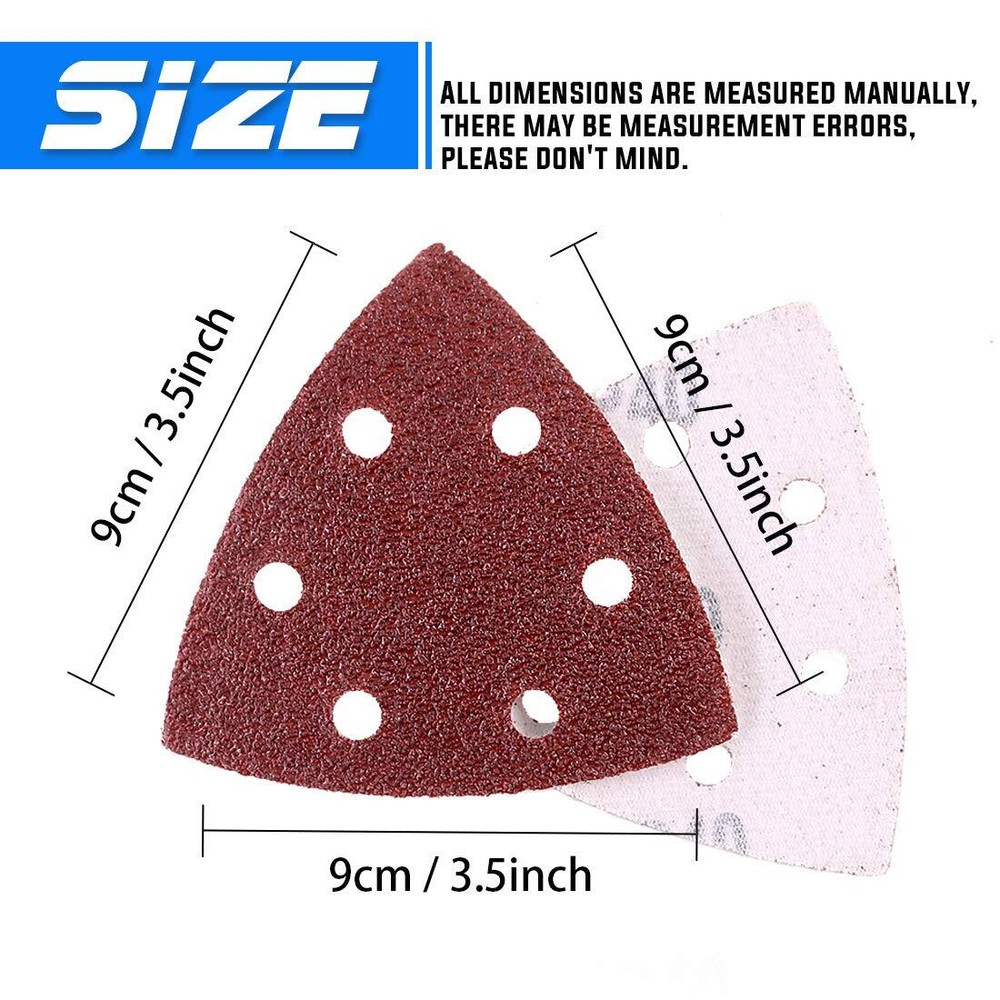 100×Triangle Sandpaper Sanding Pads Hook and LoopPalm for Oscillating Multi Tool