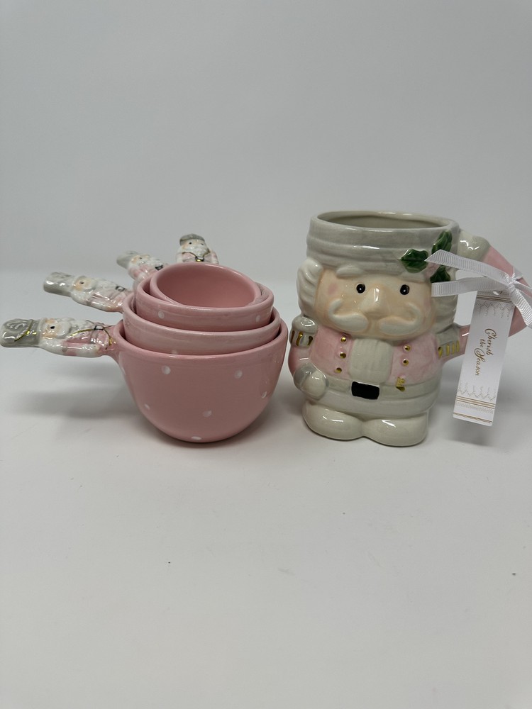 Pink Nutcracker Measuring Cup Set, Pink Christmas Nutcracker, Arlington, NEW