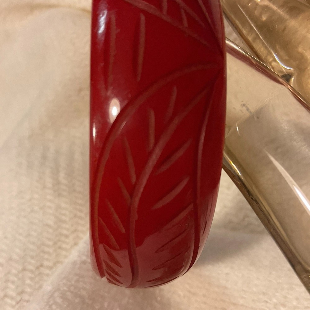Vintage Red Bakelite Bangle Bracelet