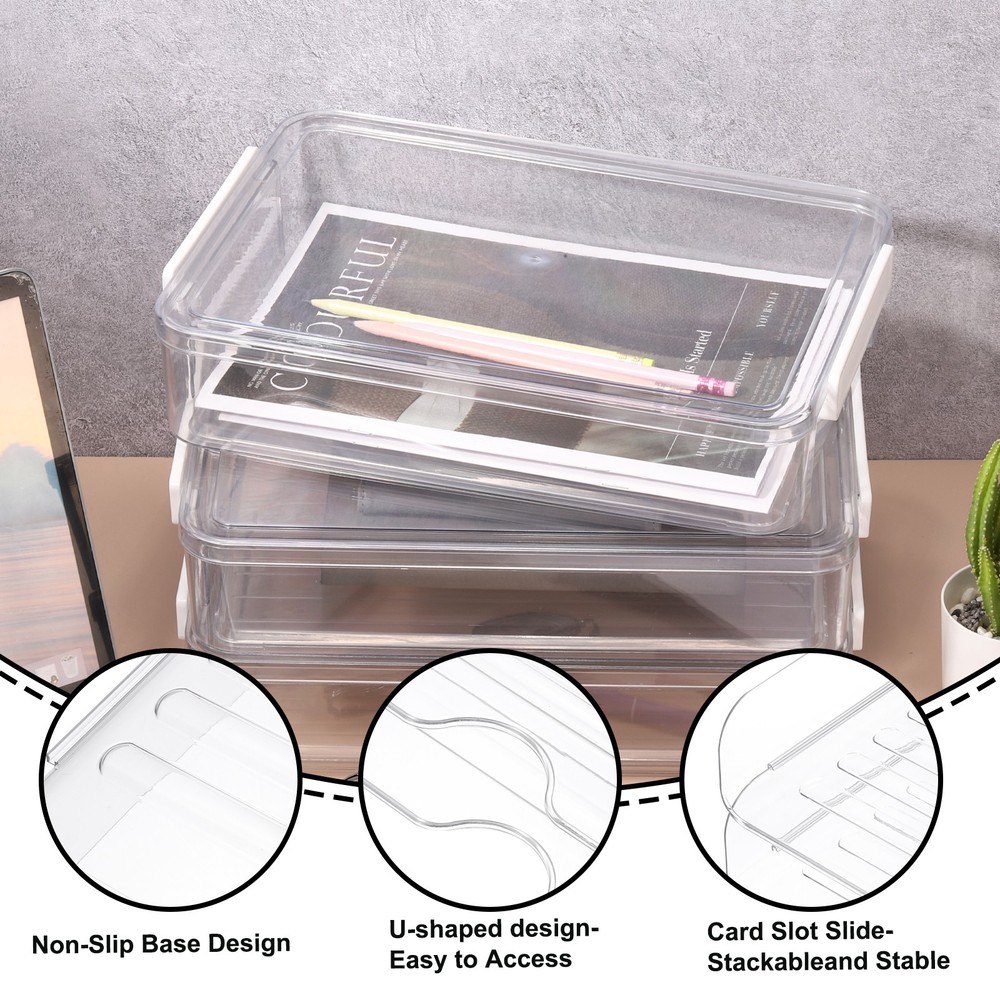 6 Qt Portable Project Case, 5 Pcs Plastic Storage Bins, Clear