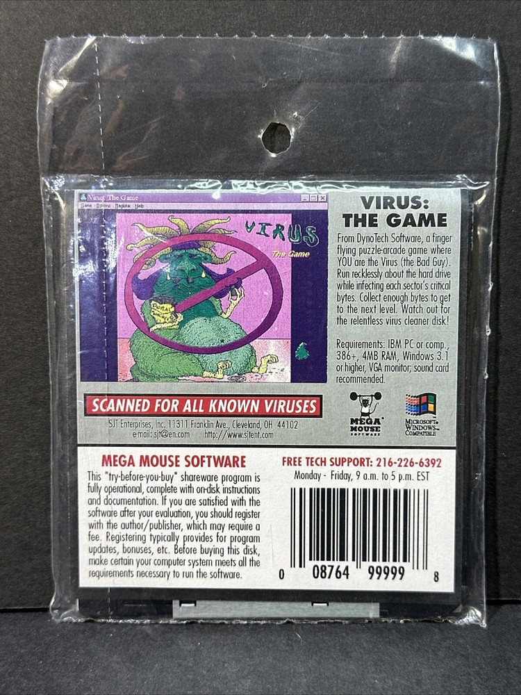Virus: The Game Mega Mouse Software PC IBM Windows Disk 3.5"