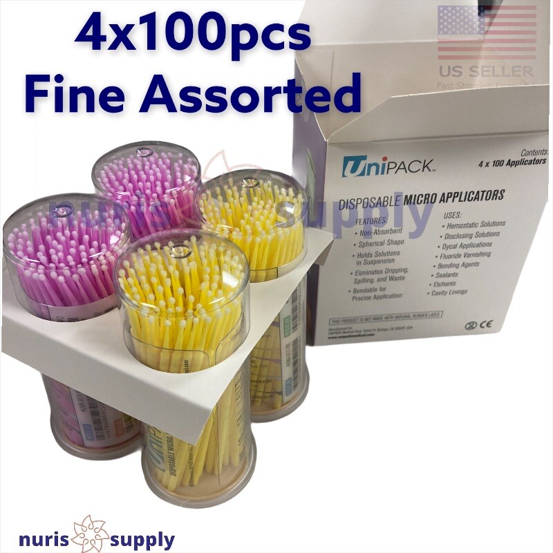 4x100pcs Dental Microbrush Applicators Tips Fine Assorted High Quality