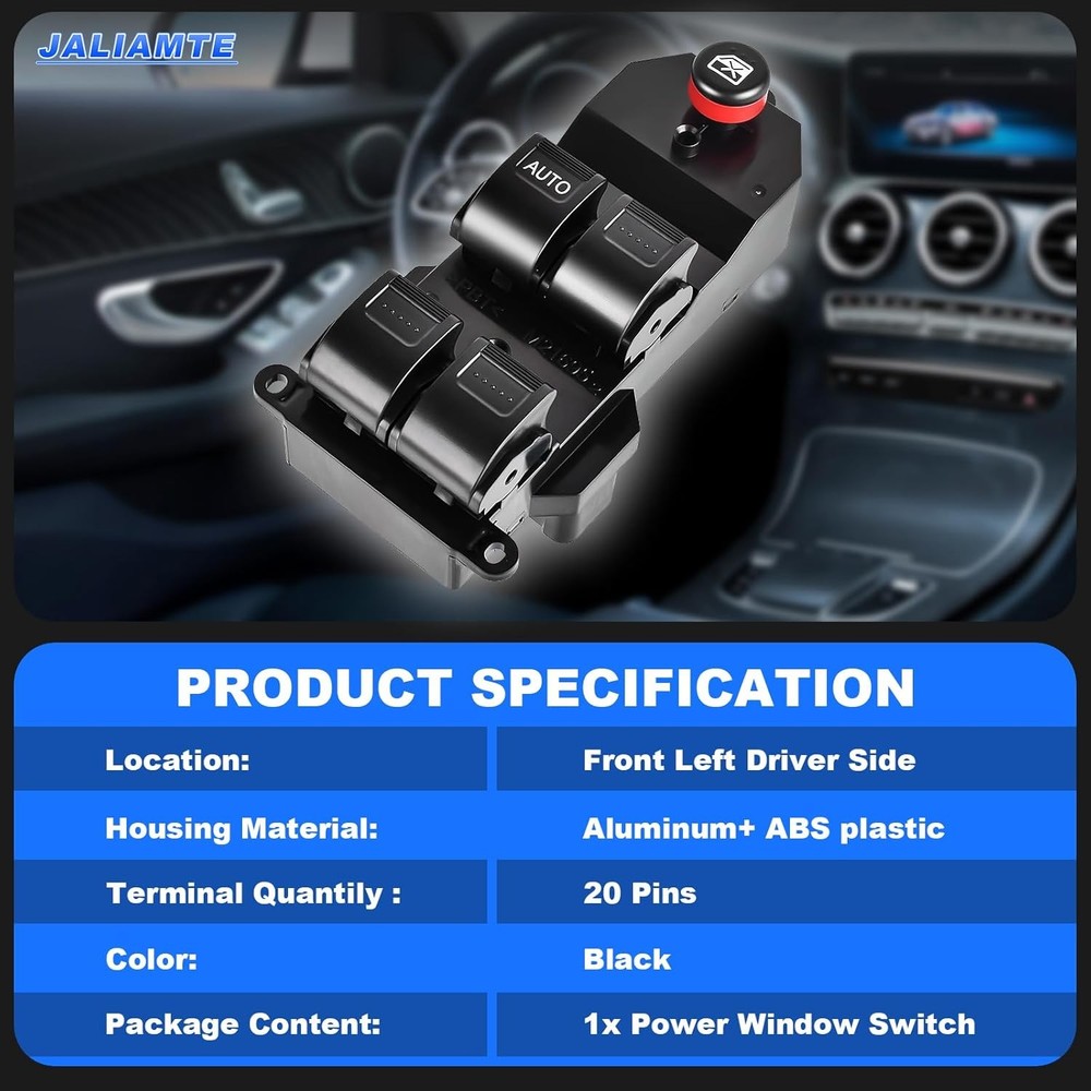 Master Power Window Switch Front Driver Side Compatible with Honda Civic 2001-20