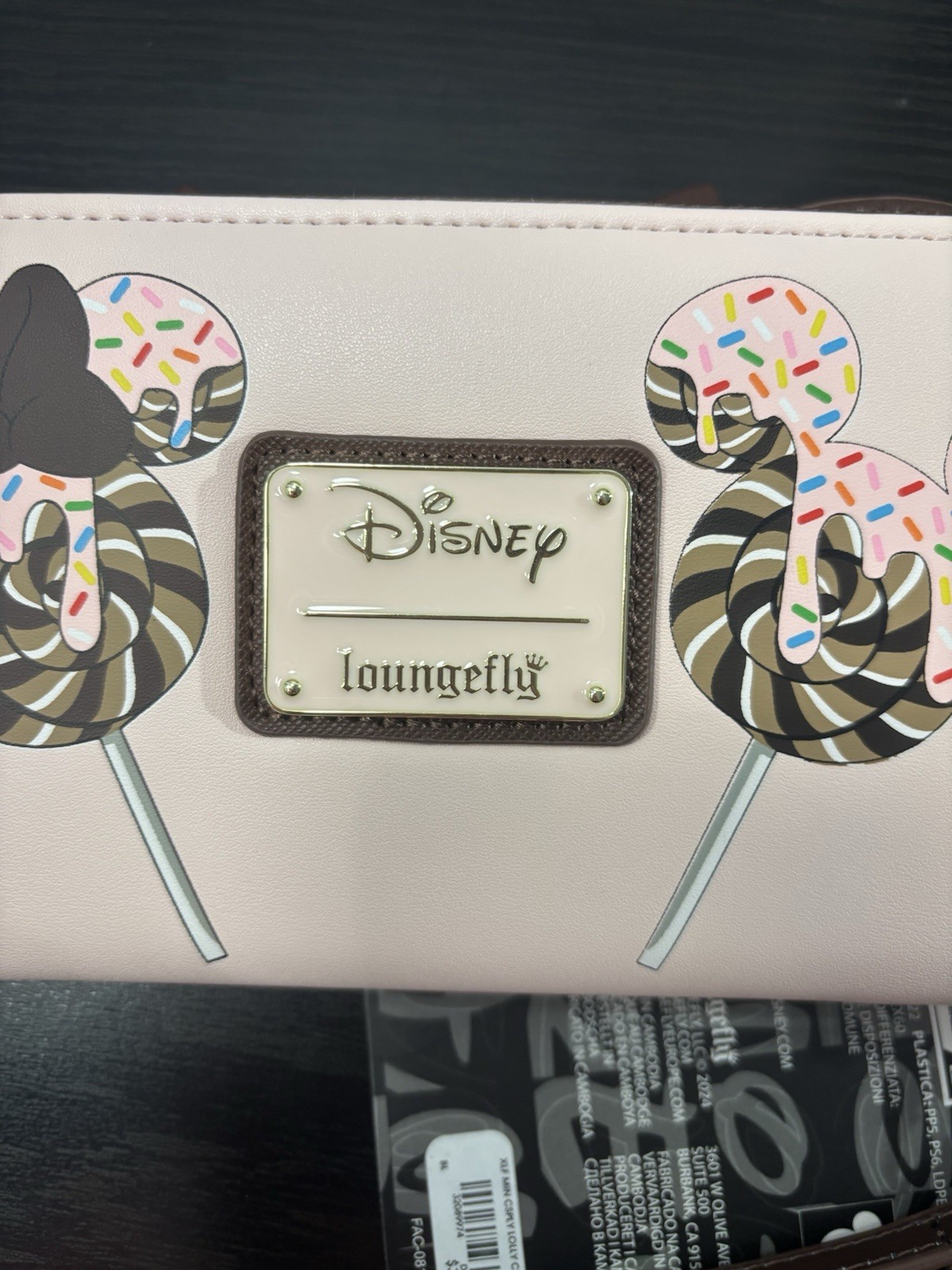 Loungefly Disney Minnie Mouse Chocolate Pink Lollipop Ears Wallet with Bow NWT
