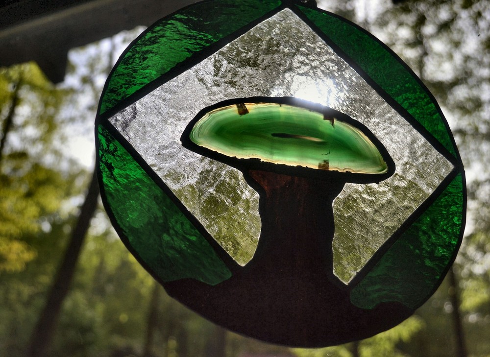 Agate Tree Stained Glass Panel Sun Catcher (#0033)