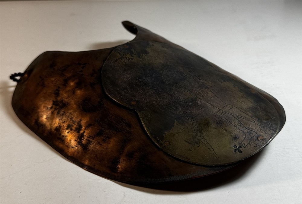 Hand Hammered Copper Gorget Plaque Native Warrior Engraved Studio Metalwork