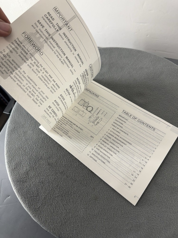 Icom IC-A21 ORIGINAL Instruction Manual In Good Condition.