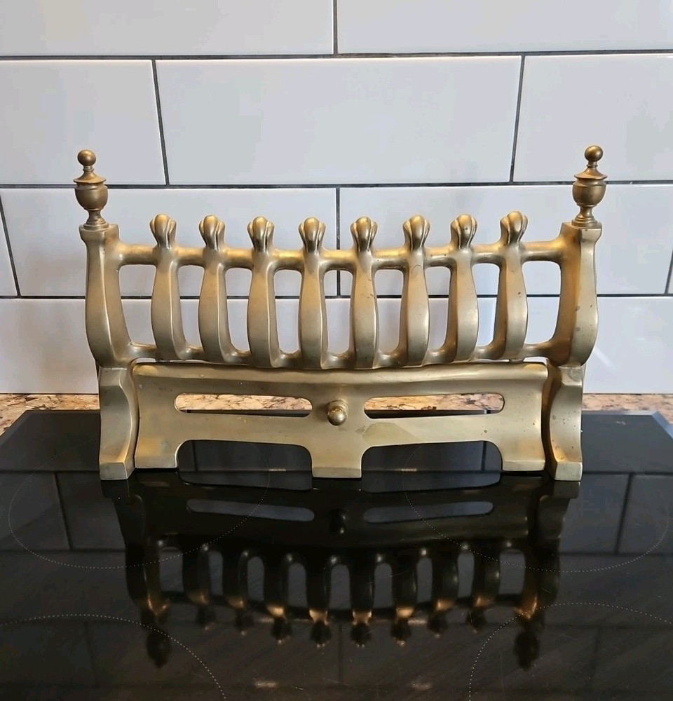 Vintage Solid Brass Fire Grate Front Fret Fireplace Guard Approx 15.5" Width