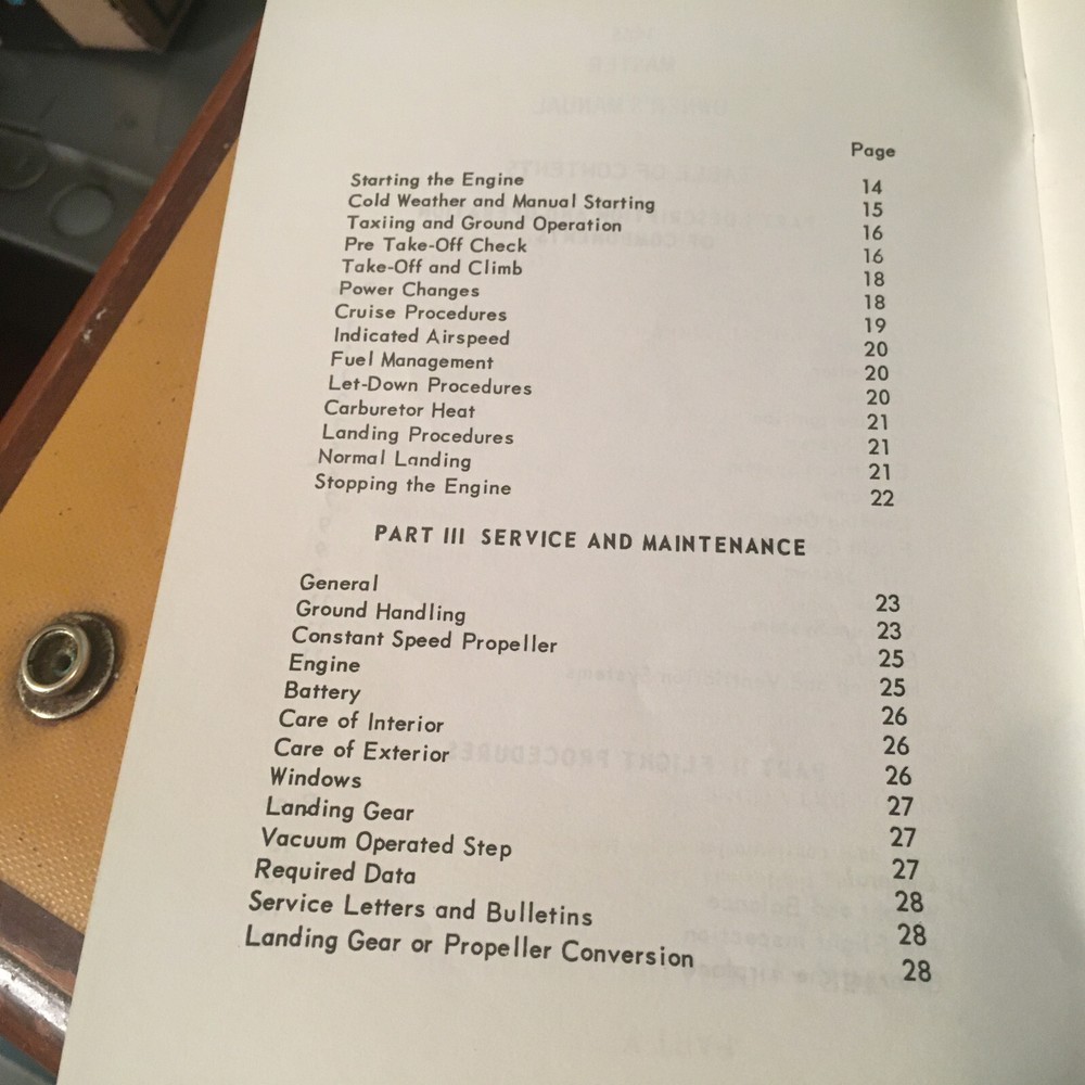 1965 Mooney Master M20D Owner's Manual