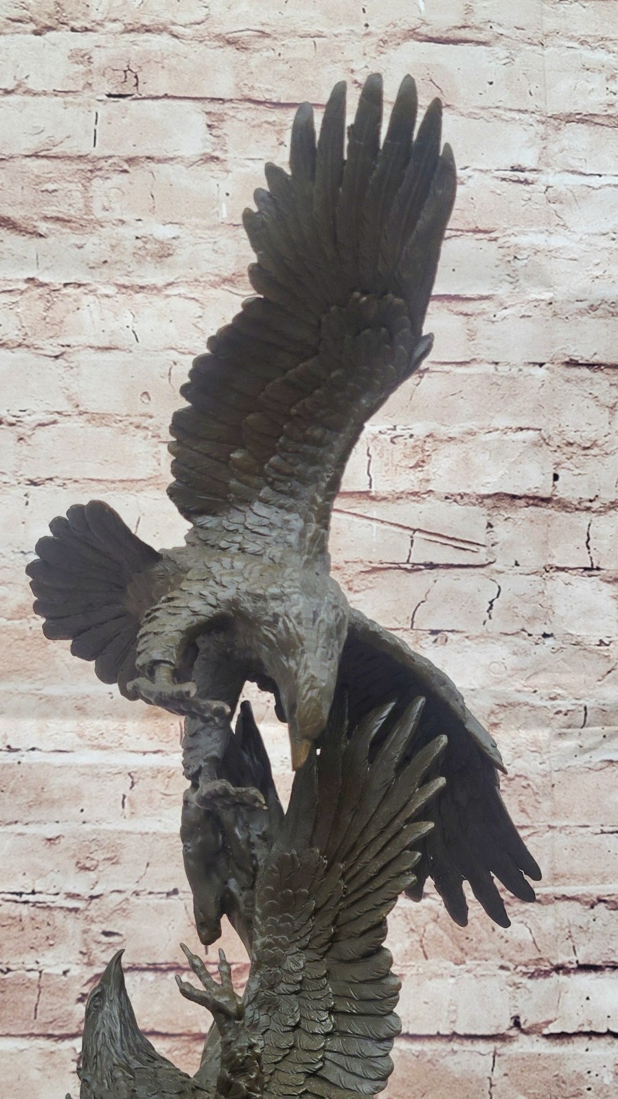 Two American Bald Eagles Fighting Bronze Sculpture Statue Decor Signed Original