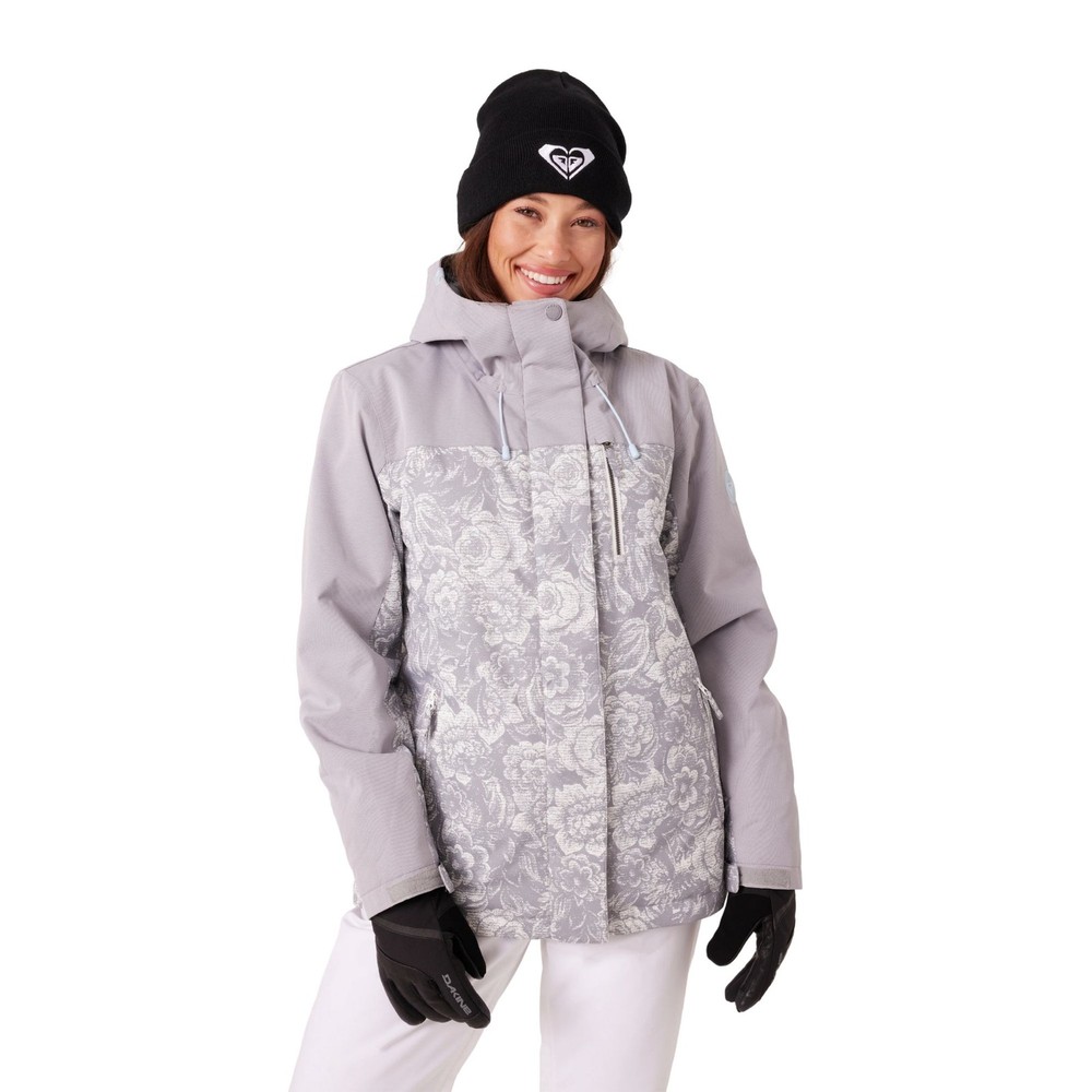 Roxy Jetty Block Women's Winter Jacket, Heather Grey Combo, Medium