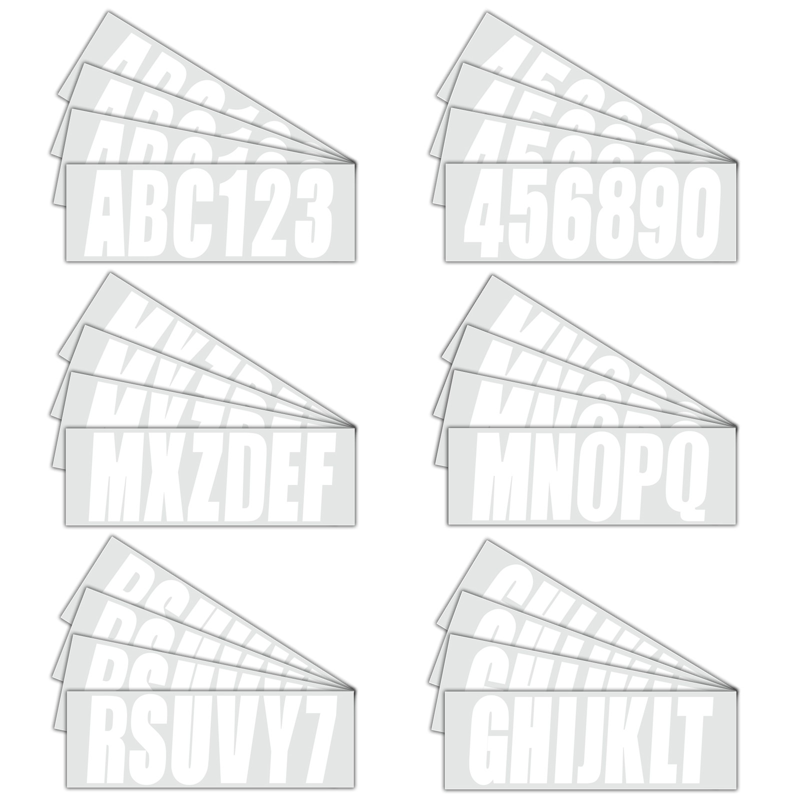 White Boat PWC ID Numbers Decals Registration Stickers 4 sets 0-9 and A-Z Decals