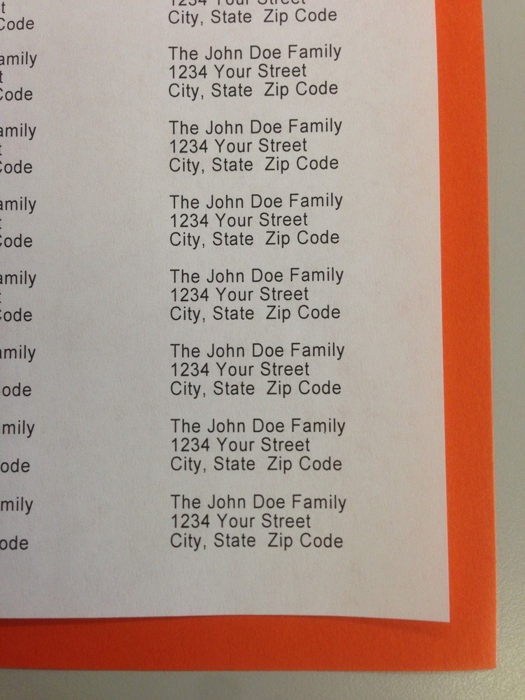 800 - Personalized/Printed Return Address Labels - 1/2 x 1 3/4