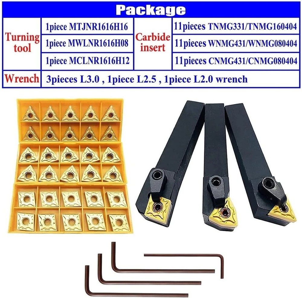 5/8" Carbide Lathe Tool Set with 36 Inserts for Versatile Machining