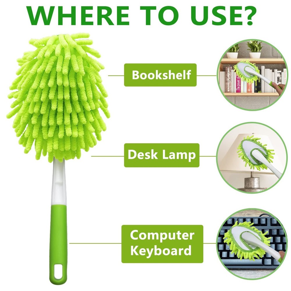 13 Inch Microfiber Feather Duster,with 4 pcs Washable Duster Head, Car Duster...
