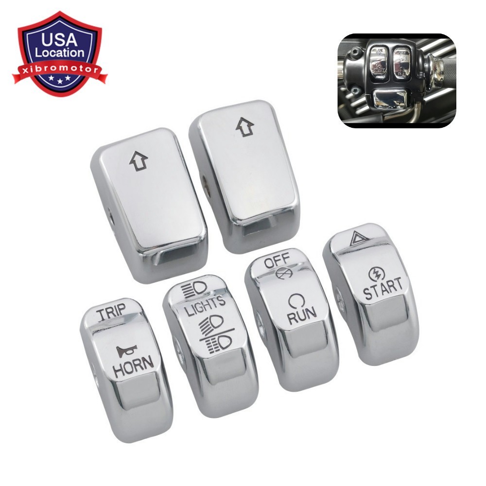 Chrome Hand Control Switch Housing Button Cover Cap Kit For Harley Softail/Dyna