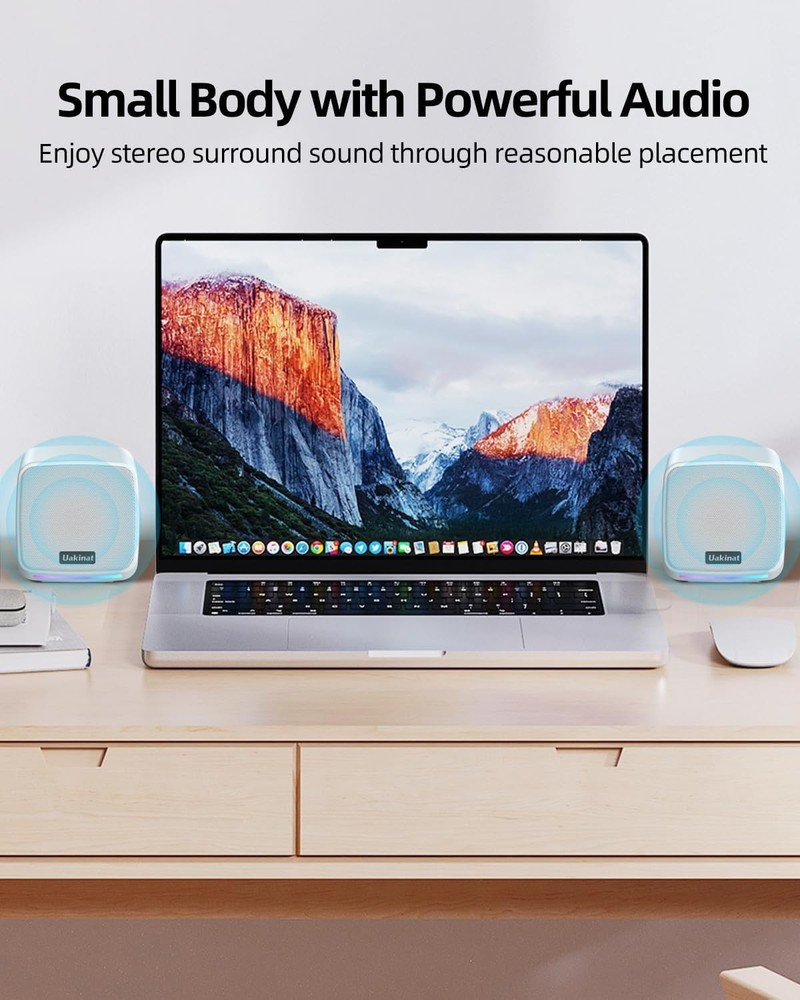 Uakinat Computer Speakers,Computer Speakers for Desktop PC,Desktop White