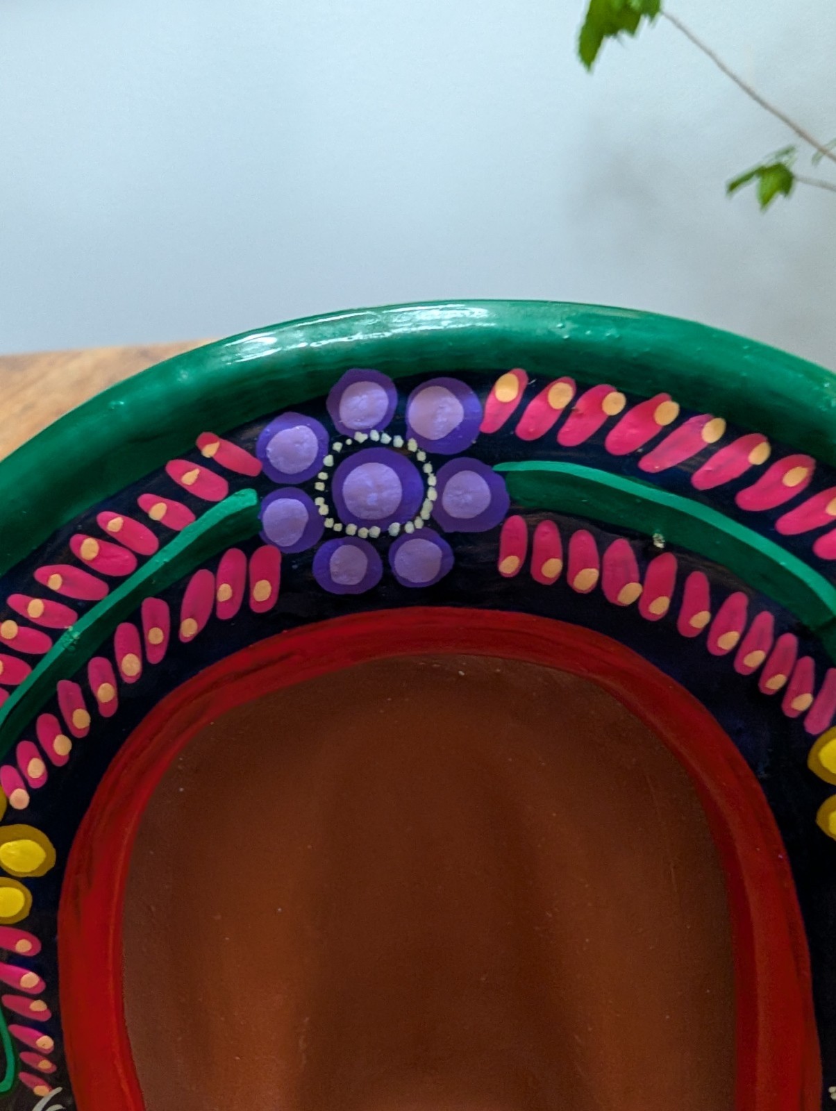 Vintage Terracotta Picture Frames Hand Painted Arch Mexico Vibrant Folk Art