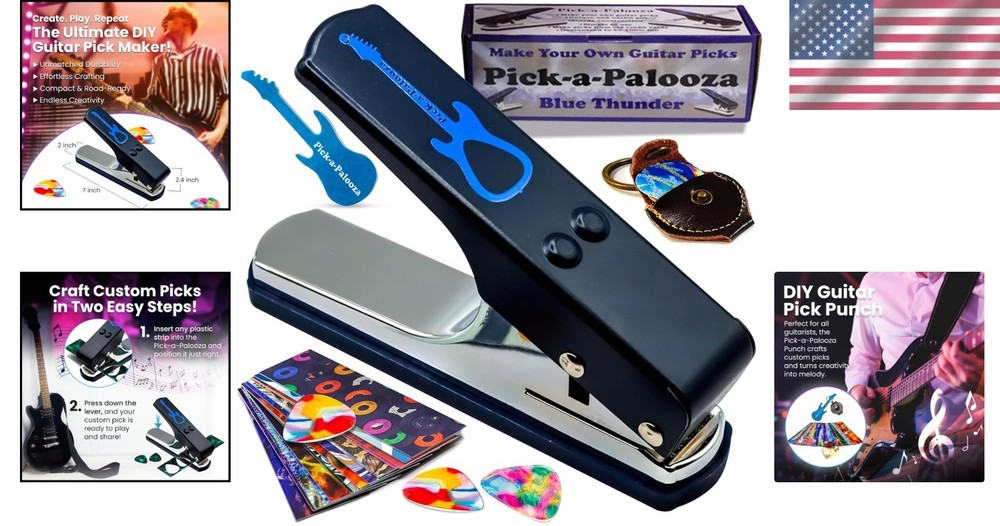 Guitar Pick Maker Kit with Key Chain & Artwork Strips - Create Unique Picks