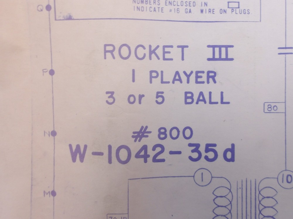 Bally: Rocket III - Schematic- NOS