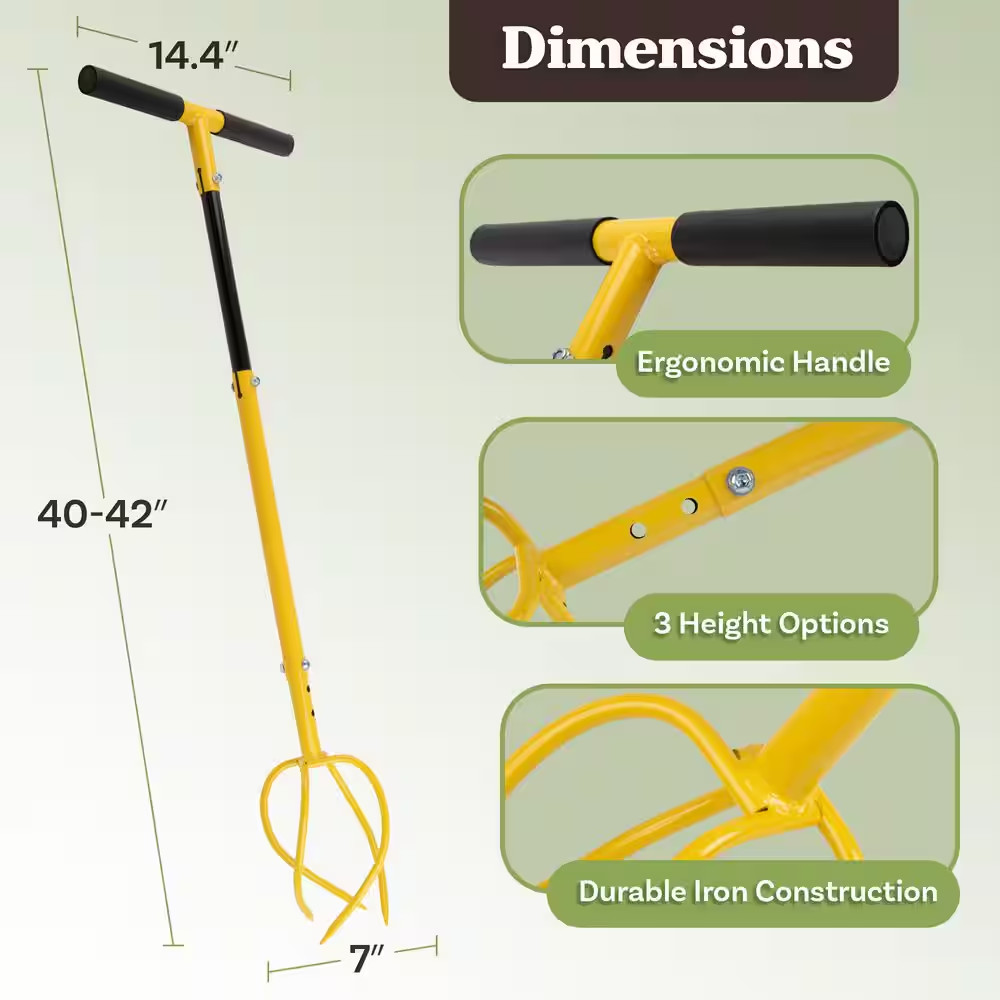 Adjustable Height Manual Hand Tiller