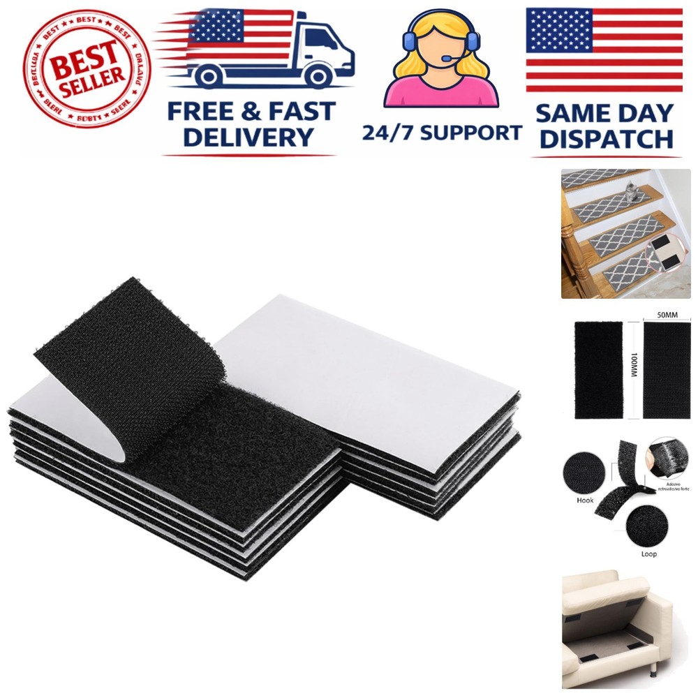 Versatile 2x4 Inch Adhesive Hook and Loop Fasteners - 12 Sets for Every Project