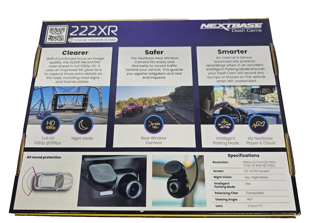 Nextbase 222XR Dash Camera + Rear Cam Bundle, Includes 32GB SD Card