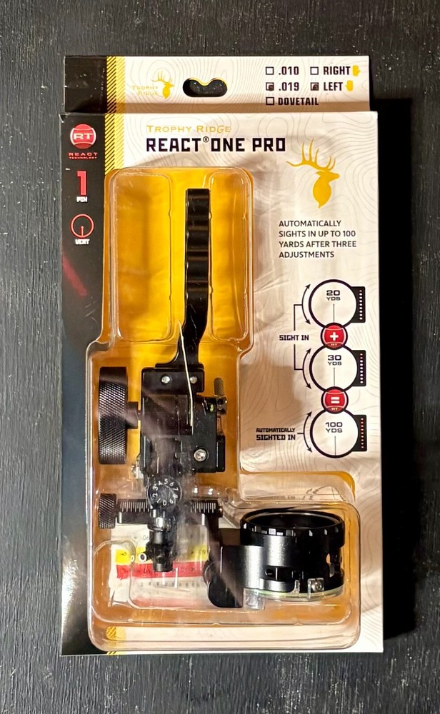 Trophy Ridge React-One Pro Standard Mount Left Hand 1 Pin .019 New