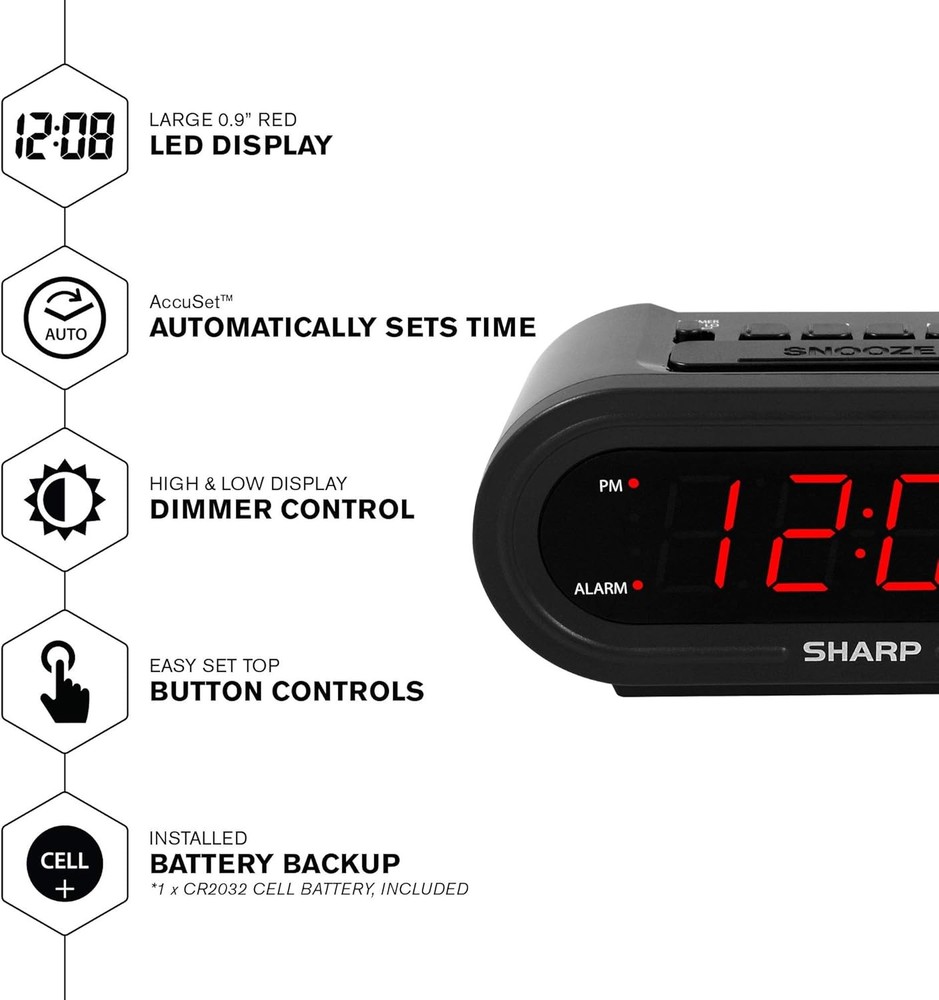 AccuSet Automatic Smart Alarm Clock – Self-Setting Digital Clock Auto Time & DST