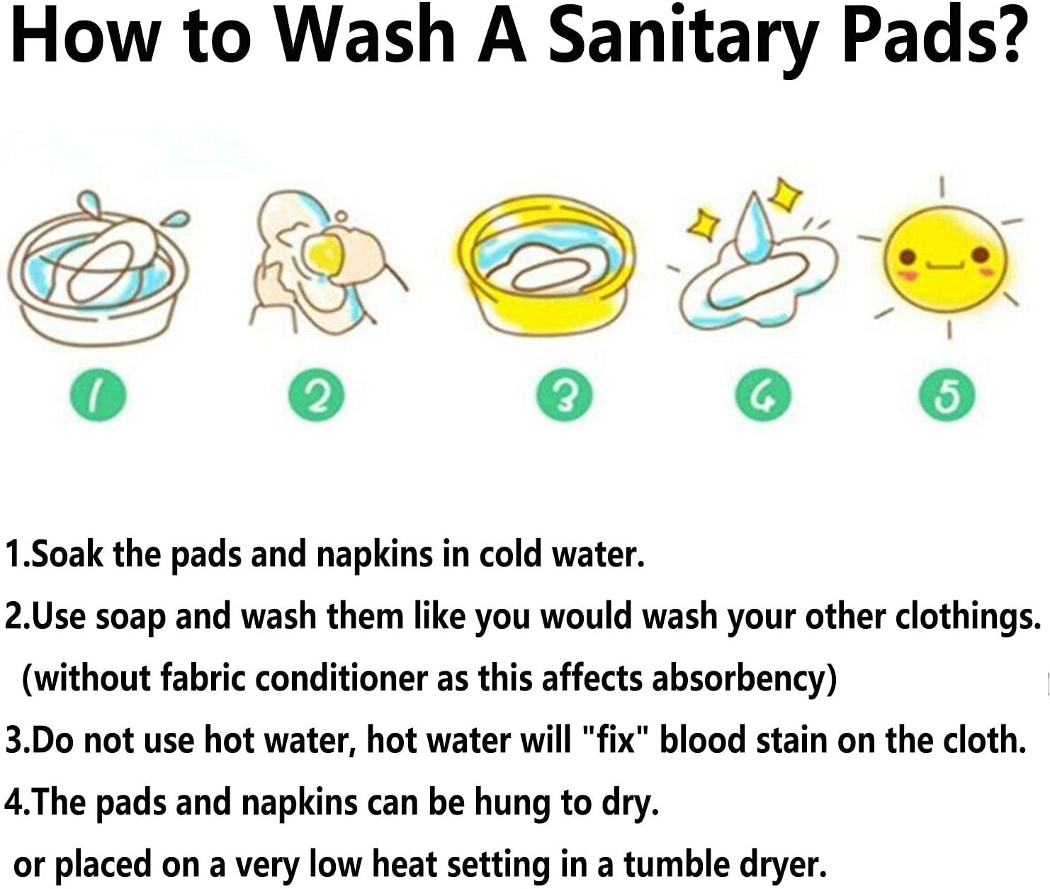 7pcs Set Reusable Women Menstrual Pads Including 1pc Mini Wet Bag +6pcs Reusable