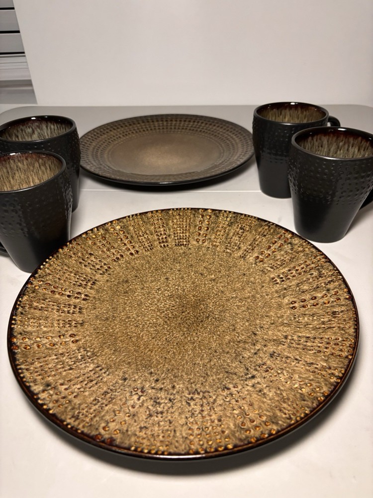 Cambria 6 Piece Stoneware, Brown Dinnerware Set