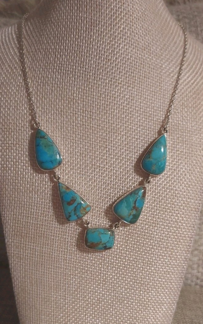 New Sterling Silver & Mojave Turquoise Necklace