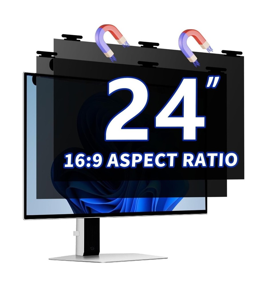 [2 Pack] Magnetic Computer Privacy Screen Filter 24 Inch for 16:9 Widescreen ...
