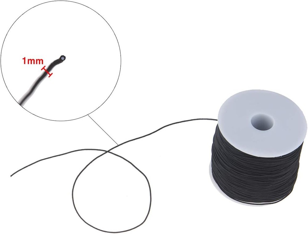 1mm Black Elastic Cord Beading Thread Stretch String for Bracelet Making
