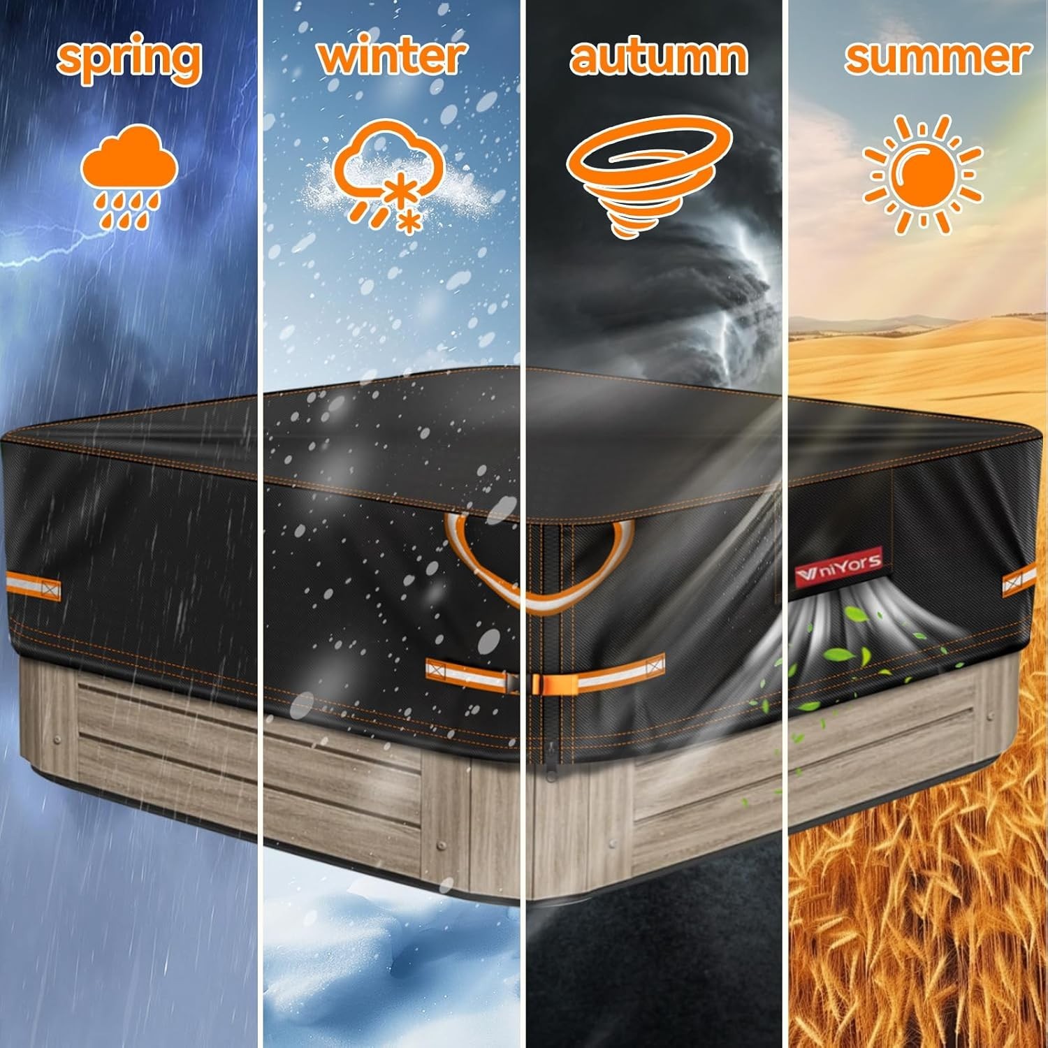 Hot Tub Cover - 600D Heavy Duty Oxford Hot Tub Lid, 80 x 80 inch Spa Covers f...