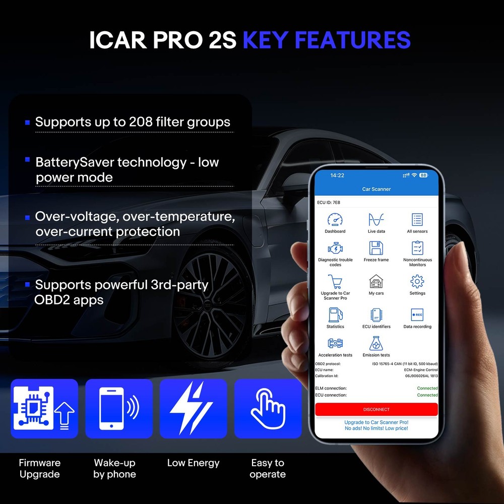 Vgate iCar Pro 2S Bluetooth OBD2 Scanner Car Diagnostic Tool Code Reader