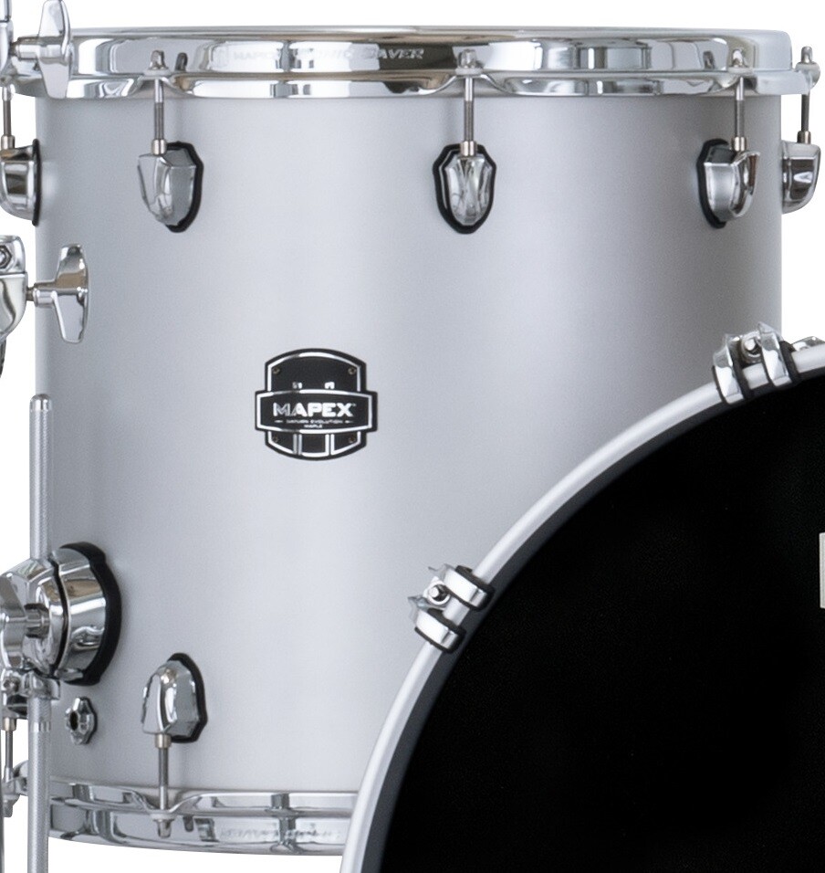 Mapex Saturn Evolution 16x16" Iridium Silver Lacquer Floor Tom Drum Maple-Walnut