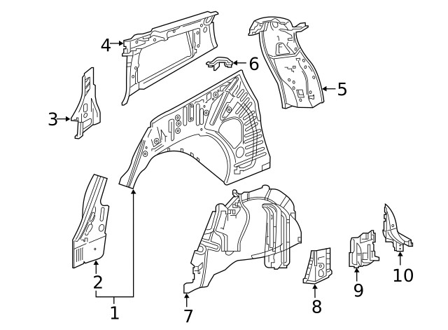 Genuine GM Inner Quarter Panel 84825709